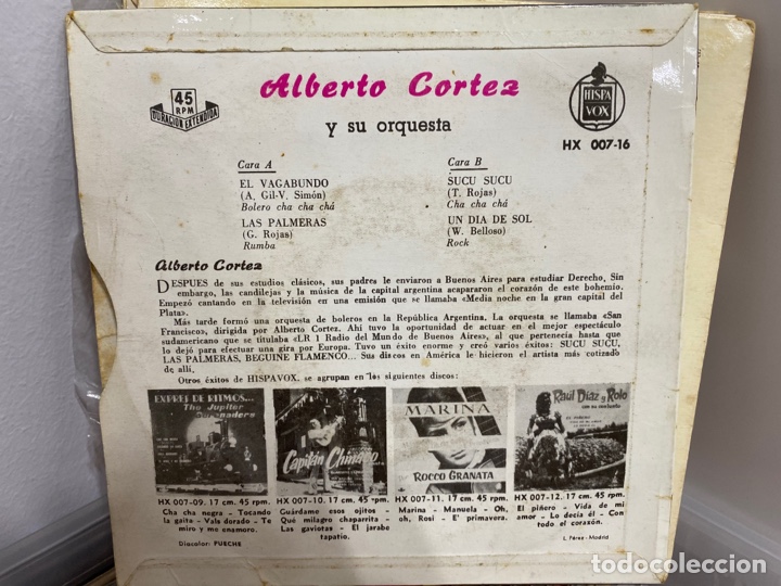 Discos de vinilo: Alberto Cortez Y Su Orquesta - El Vagabundo (7&rdquo;, EP) - Foto 2