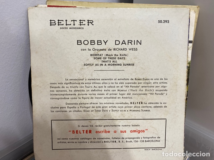 Discos de vinilo: Bobby Darin - Moritat (7&rdquo;) - Foto 2