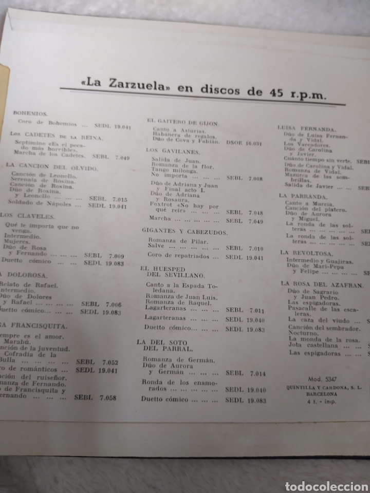 Discos de vinilo: TEATRO ESPA&Ntilde;OL- LA ROSA DEL AZAFR&Aacute;N. - Foto 2