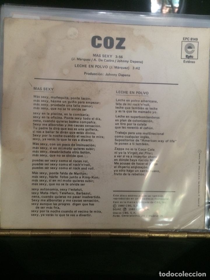Discos de vinilo: Coz. M&aacute;s Sexy/Leche en polvo. - Foto 2