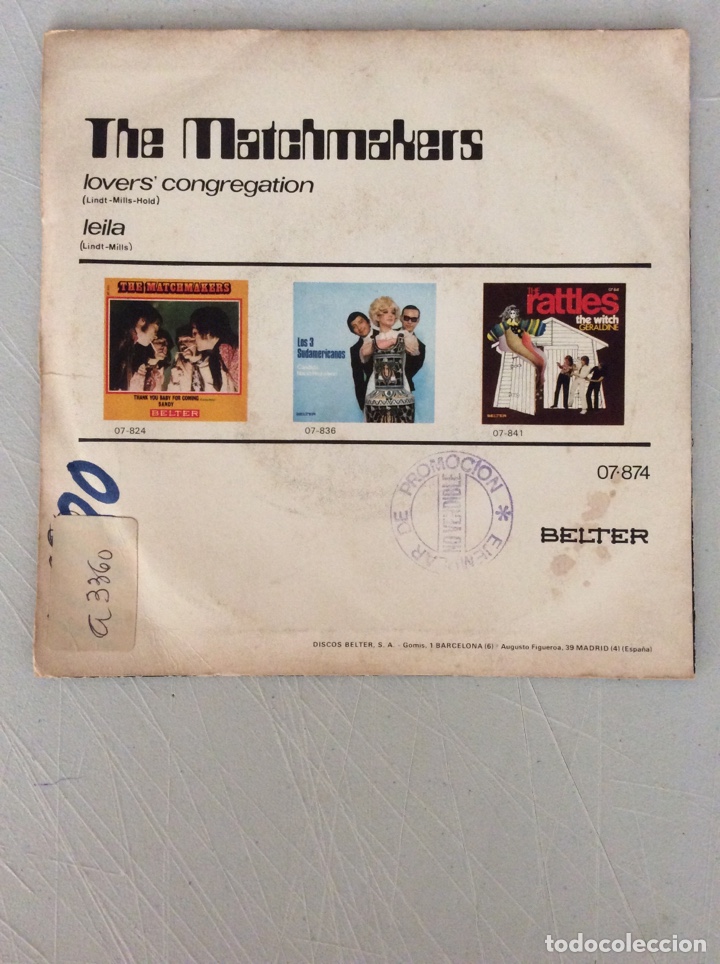 Discos de vinilo: The Matchmaners. Lover&rsquo;s congregation. Leila. - Foto 2