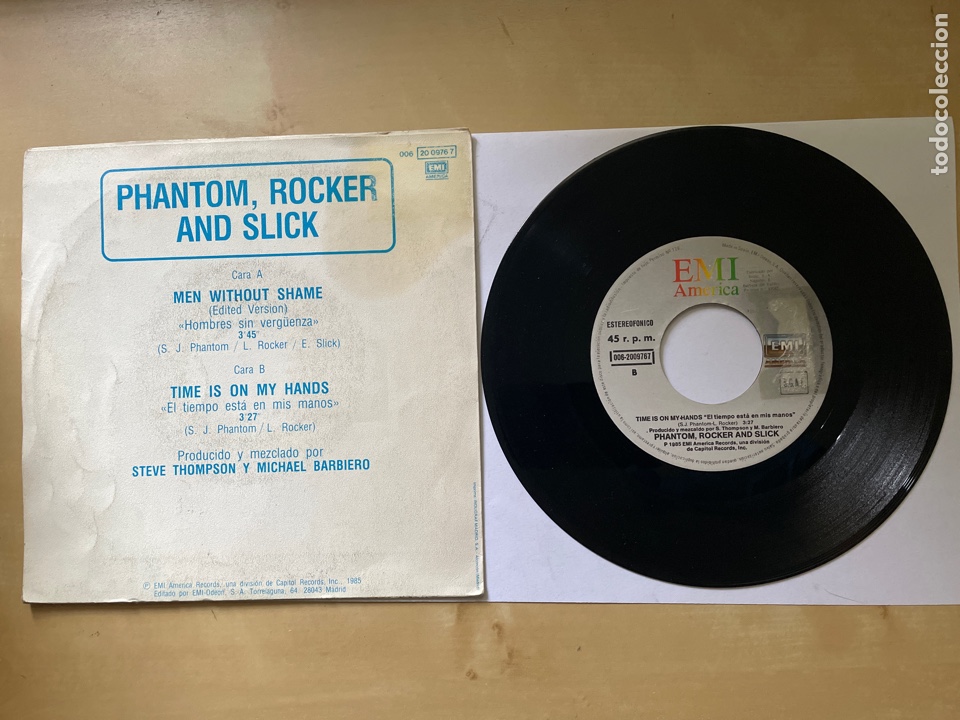 Discos de vinilo: Phanthom Rocker & Slick - Men Without Shame - Single 7” SPAIN 1985 - Foto 3 - 294139473