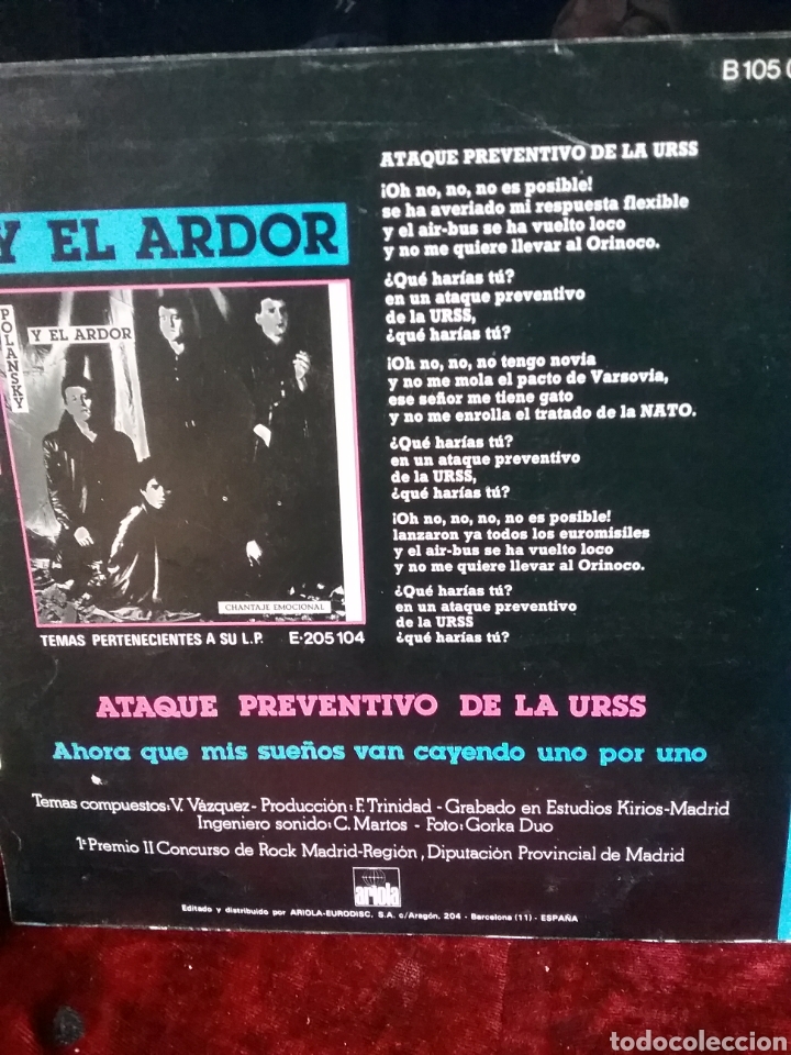 Discos de vinilo: Polansky y el Ardor Ariola Promo 1983 7&rdquo; - Foto 2