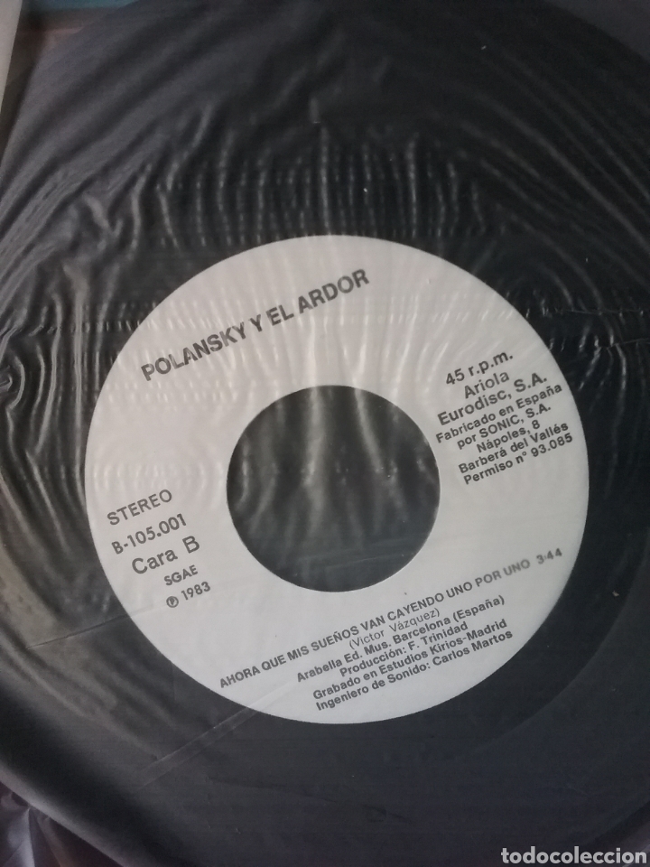 Discos de vinilo: Polansky y el Ardor Ariola Promo 1983 7&rdquo; - Foto 4