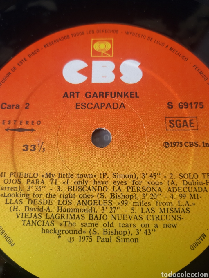 Discos de vinilo: ART GARFUNKEL. BREAKAWAY. ESCAPADA. 1975. SPAIN. A2 - Foto 3