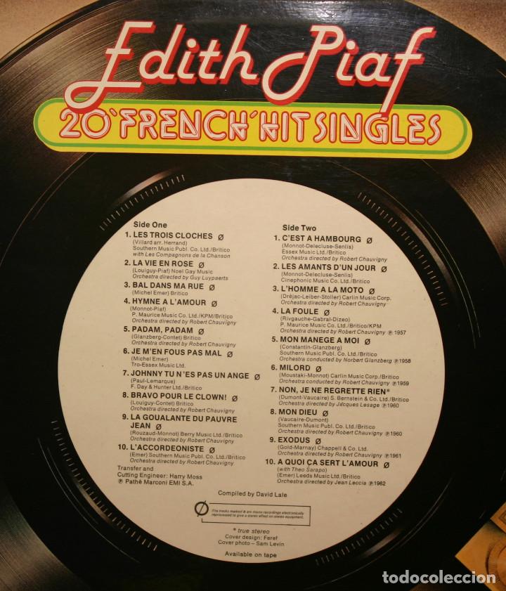 Discos de vinilo: EDITH PIAF 20 hit singles LP EMI ENGLAND - Foto 2