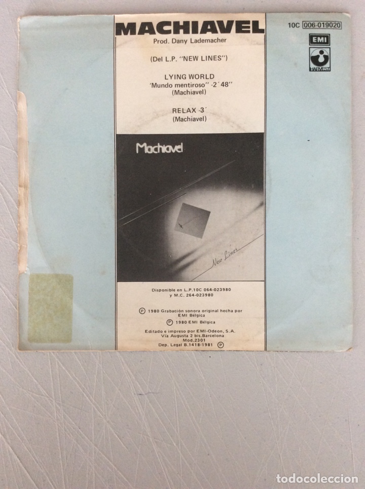 Discos de vinilo: Machiavel. Mundo mentiroso. - Foto 2