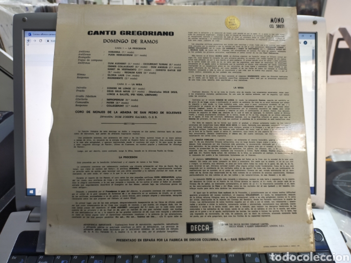 Discos de vinilo: Chant gregorien LP le dimanche des rameaux Espa&ntilde;a 1966 - Foto 2
