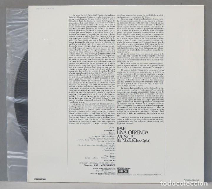 Discos de vinilo: LP. M&uuml;nchinger. Musical Offering. BACH - Foto 2