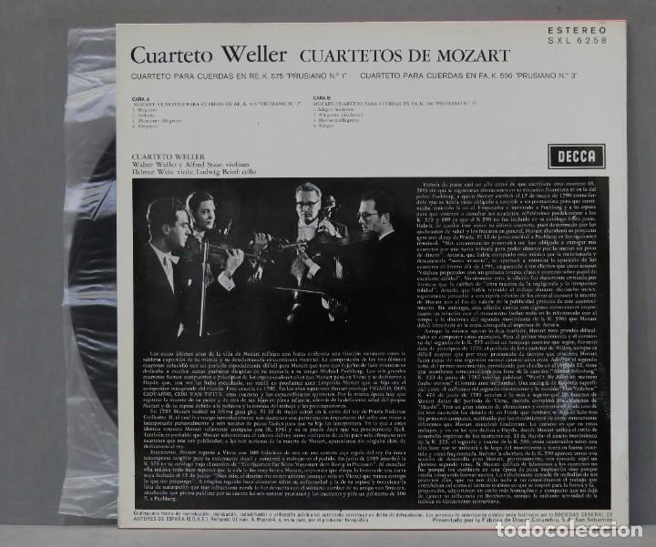 Discos de vinilo: LP. Mozart. Cuarteto Weller. Cuartetos - Foto 2