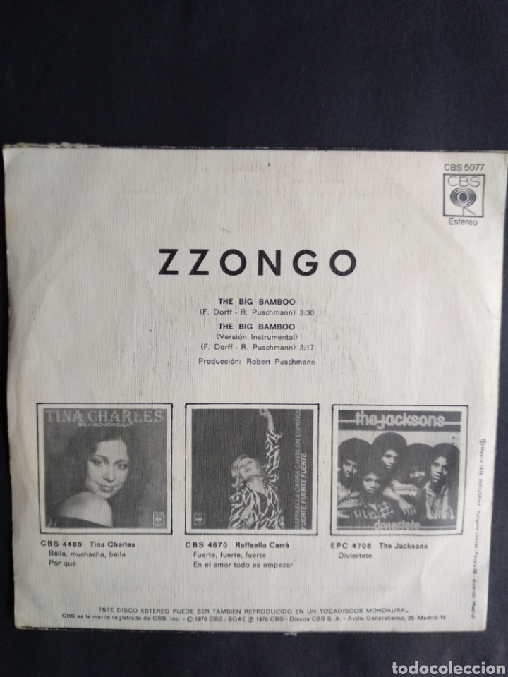 Discos de vinilo: *ZZONGO, THE BIC BAMBOO, CBS, 1976 - Foto 2
