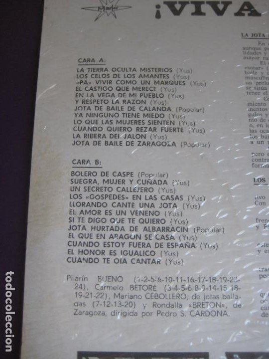 Discos de vinilo: VIVA LA JOTA - PILARIN BUENO - CARMELO BETORE - MARIANO CEBOLLERO - LP CISNE MEXICO - FOLK ARAGON - Foto 3 - 295696553