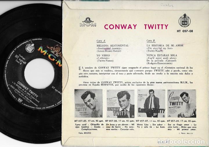 Discos de vinilo: CONWAY TWITTY EP MELODIA SENTIMENTAL ESPA&Ntilde;A HISPAVOX 1960 - Foto 2