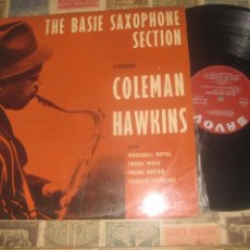 Discos de vinilo: THE BASIE SAXOPHONE COLEMAN HAWKINS 1958?-SAVOY) EDITADO FRANCIA LEA DESCRIPCION. Lote 295818638