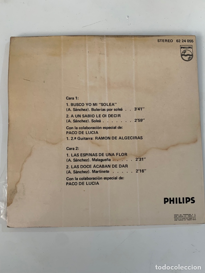 Discos de vinilo: Single ep El camar&oacute;n de la isla busco yo mi solea - Foto 2