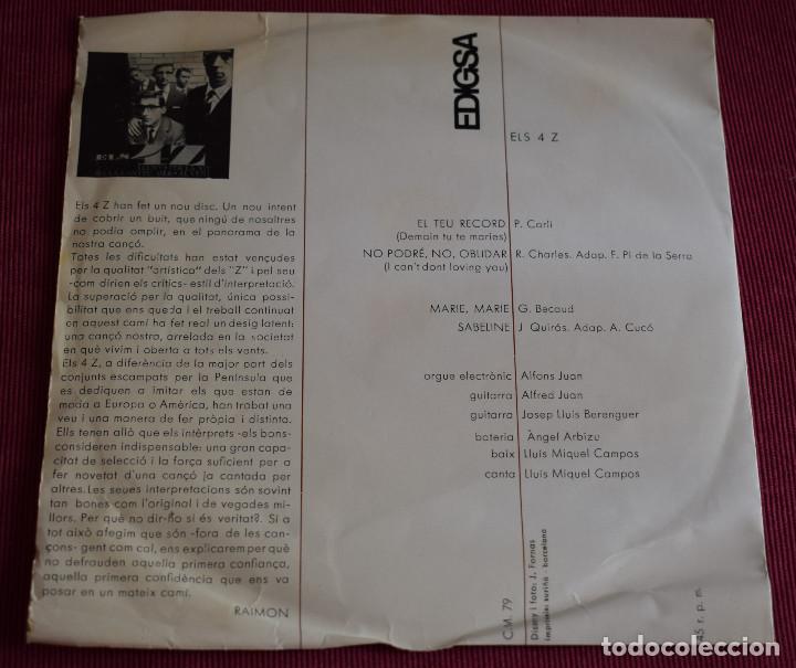 Discos de vinilo: ELS 4 Z - EL TEU RECORD + 3 - EP 1965 - Foto 2