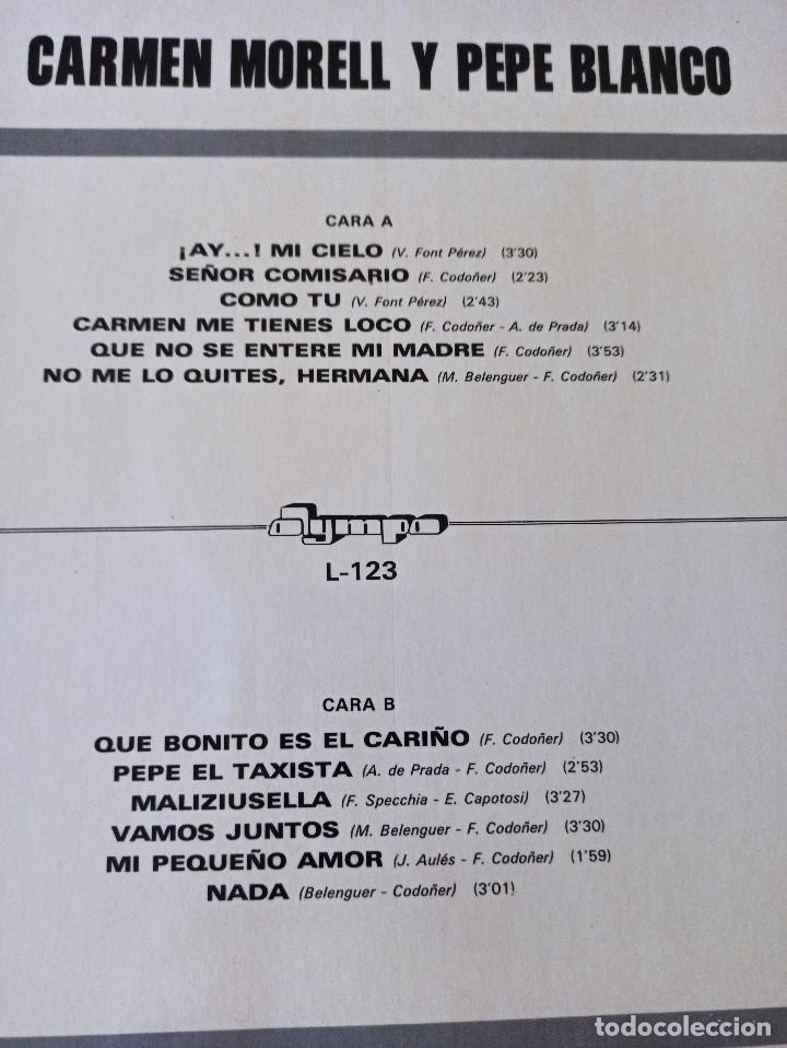 Discos de vinilo: GRANDES EXITOS DE CARMEN MORELL Y PEPE BLANCO - Foto 3