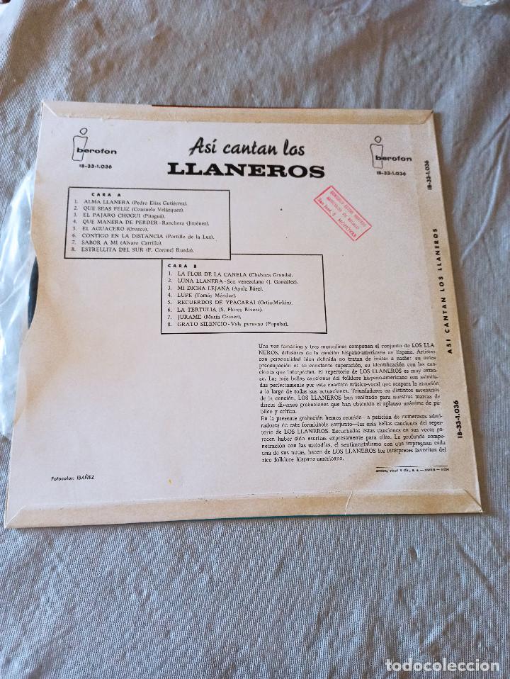 Discos de vinilo: ASI CANTAN LOS LLANEROS. - Foto 2