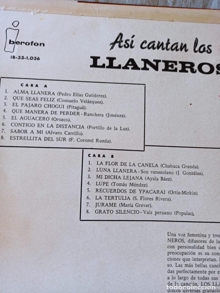 Discos de vinilo: ASI CANTAN LOS LLANEROS. - Foto 3
