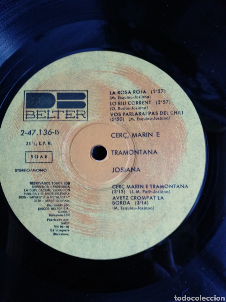 Discos de vinilo: *JOSIANA, CERC MARIN E TRAMONTANA, BELTER, 1981 - Foto 5 - 297029528