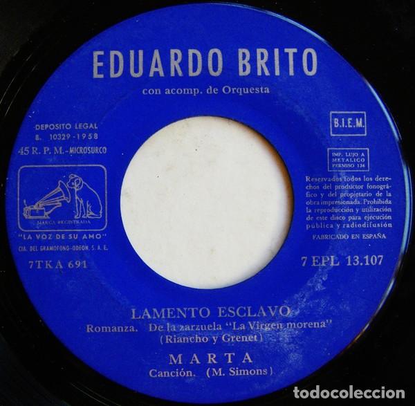 Discos de vinilo: Eduardo Brito &ndash; Siboney - 1957 - Foto 4
