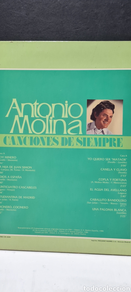 Discos de vinilo: LP. Antonio Molina. Canciones de siempre - Foto 3