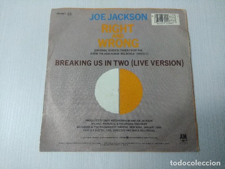 Discos de vinilo: JOE JACKSON/RIGHT AND WRONG/SINGLE. - Foto 3