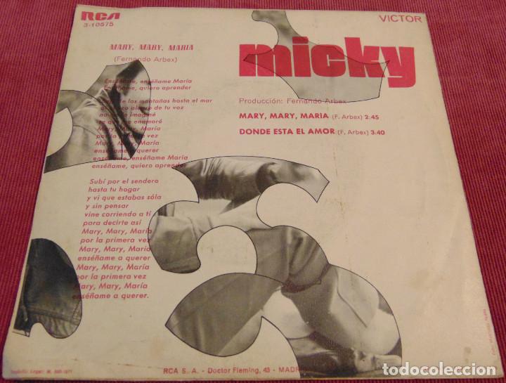 Discos de vinilo: MICKY - MARY, MARY, MARIA - SINGLE 1971 - Foto 2