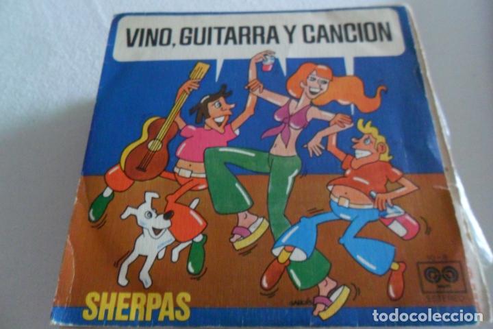 Discos de vinilo: SHERPAS - VINO, GUITARRAY CANCION/mUT TARDE PARA SO&Ntilde;AR SINGLE 1977 - Foto 1