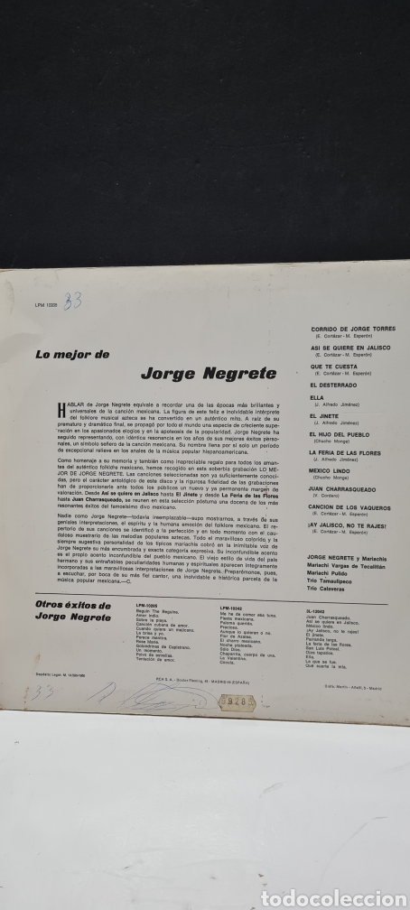 Discos de vinilo: LP. Lo M&eacute;s de Jorge Negrete. - Foto 5