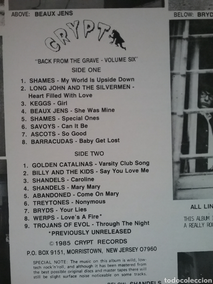 Discos de vinilo: BACK from the GRAVE Vol. 6 CRYPT Records 1986 - Foto 3