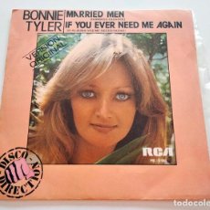 Discos de vinilo: VINILO SINGLE DE BONNIE TYLER. MARRIED MEN. 1979.. Lote 298194463
