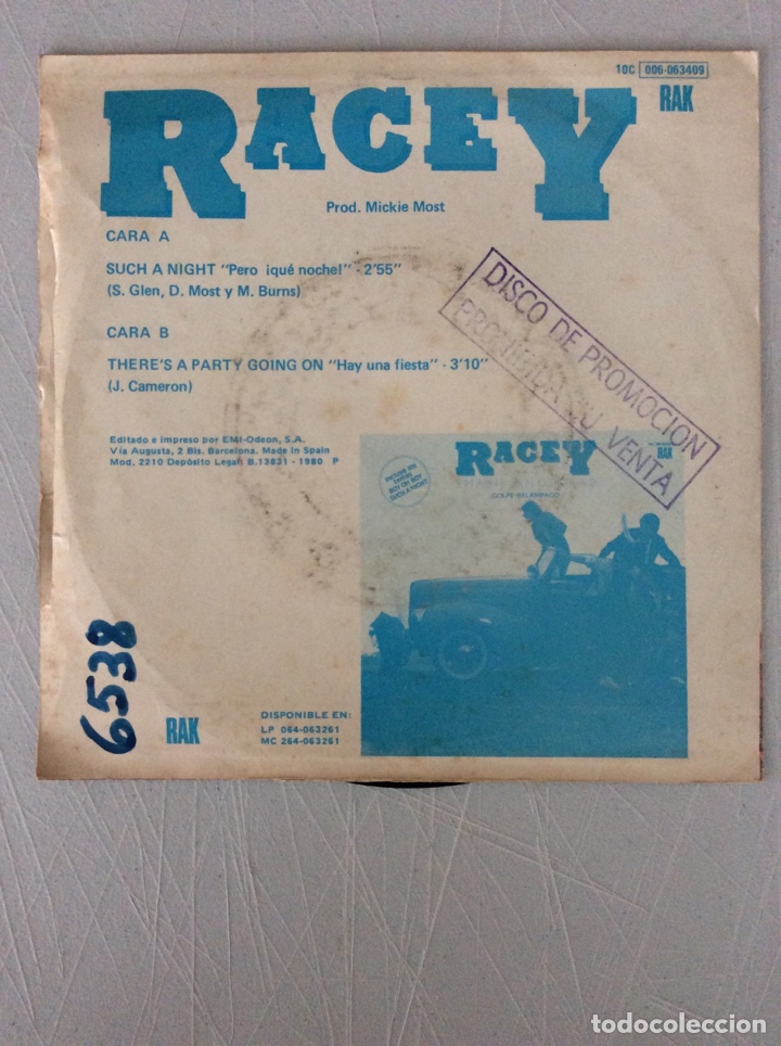 Discos de vinilo: Racey. Such a night. There&rsquo;s a party going on. - Foto 2