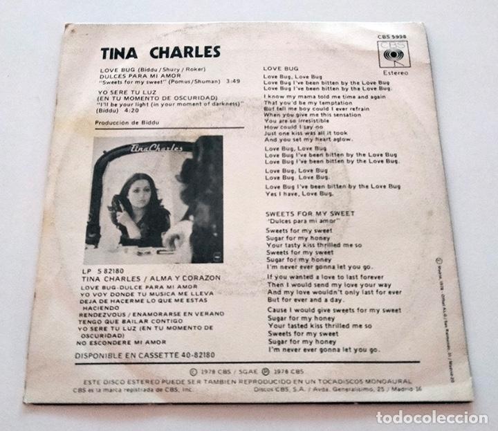 Discos de vinilo: VINILO SINGLE DE TINA CHARLES. LOVE BUG. 1978. - Foto 2