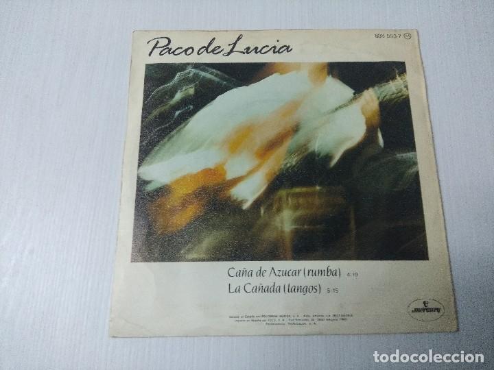 Discos de vinilo: PACO DE LUCIA/CA&Ntilde;A DE AZUCAR/SINGLE. - Foto 3