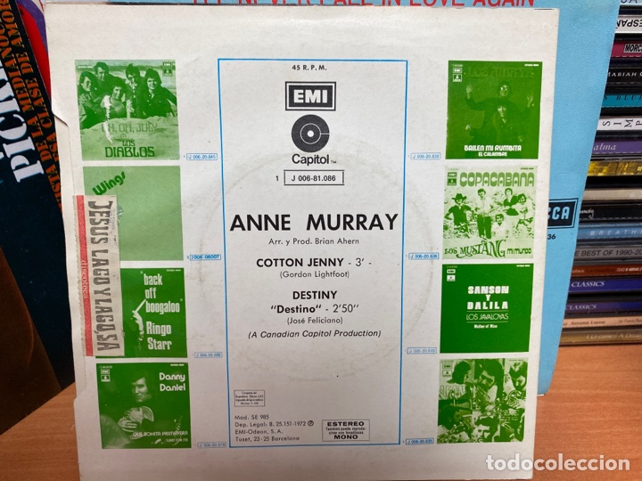 Discos de vinilo: Anne Murray - Cotton Jenny (7&rdquo;, Single) - Foto 2