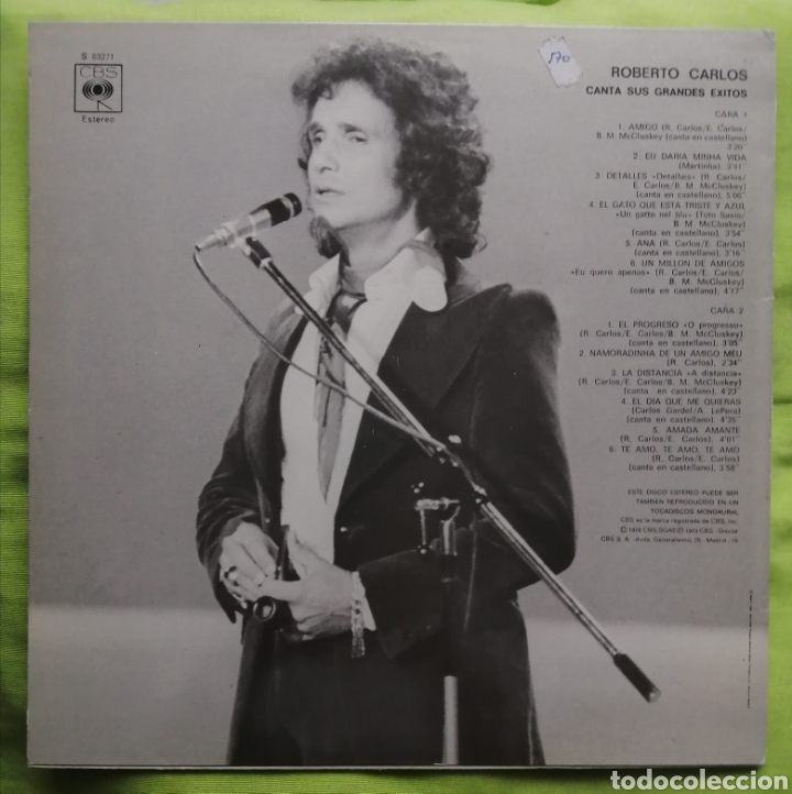 Discos de vinilo: ROBERTO CARLOS Canta sus grandes &eacute;xitos 1978 - Foto 2