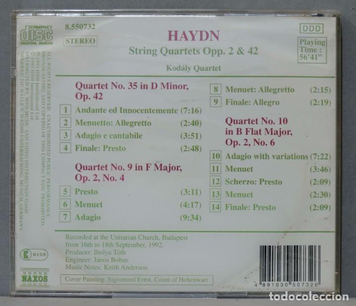Discos de vinilo: CD. Haydn. Kod&aacute;ly Quart et.String Quartets Op. 2, Nos. 4 And 6 - Op. 42 - Foto 2