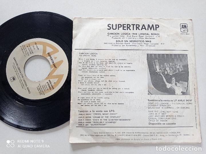 Discos de vinilo: SUPERTRAMP - Cancion Logica - SINGLE A&M ESPA&Ntilde;A 1978 - Foto 2