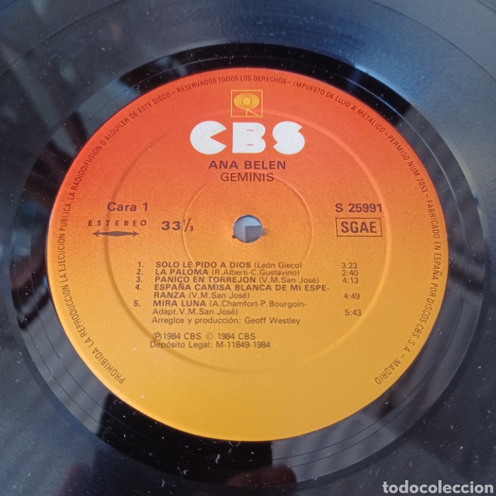 Discos de vinilo: ANA BELEN - GEMINIS 1984 CBS - Foto 5