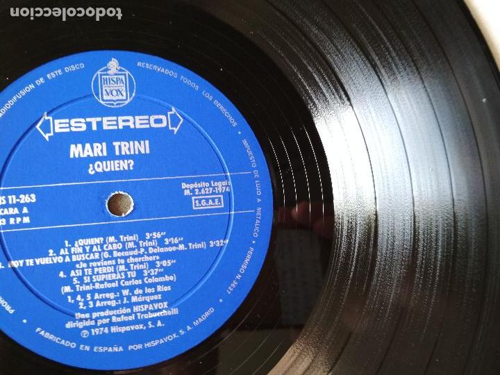 Discos de vinilo: MARI TRINI, QUIEN, 1974 - Foto 3