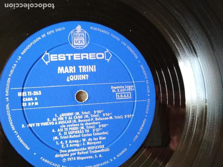 Discos de vinilo: MARI TRINI, QUIEN, 1974 - Foto 5