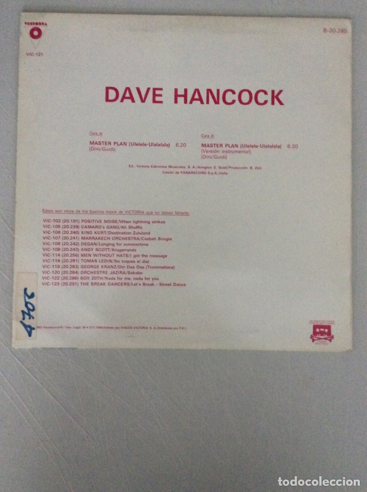 Discos de vinilo: Dave Hancock. Master plan (Ulelele - Ulalalala) - Foto 2