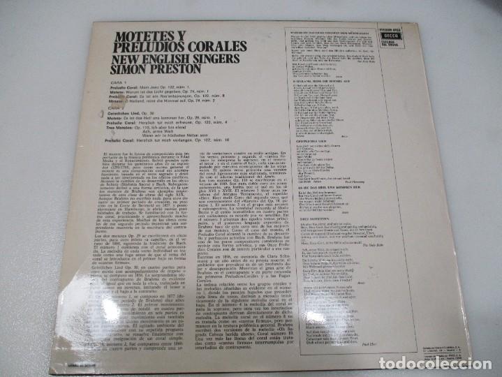 Discos de vinilo: BRAHMS Motetes y preludios corales DI313 - Foto 2