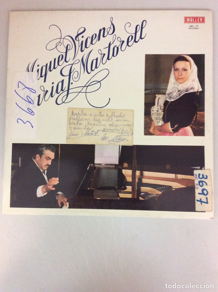Vinyl-Schallplatten: Miquel Vicens, Maria J. Martorell. Disco dedicado y firmado por los artistas.