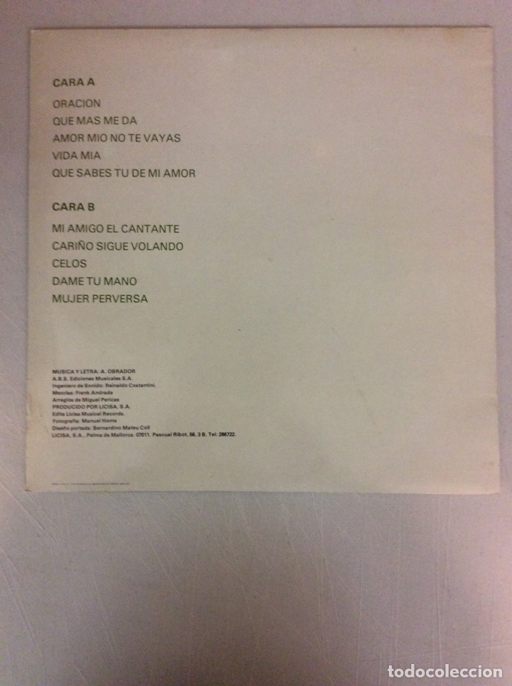 Discos de vinilo: Toni Obrador. Tu mirada me quema la piel. - Foto 2