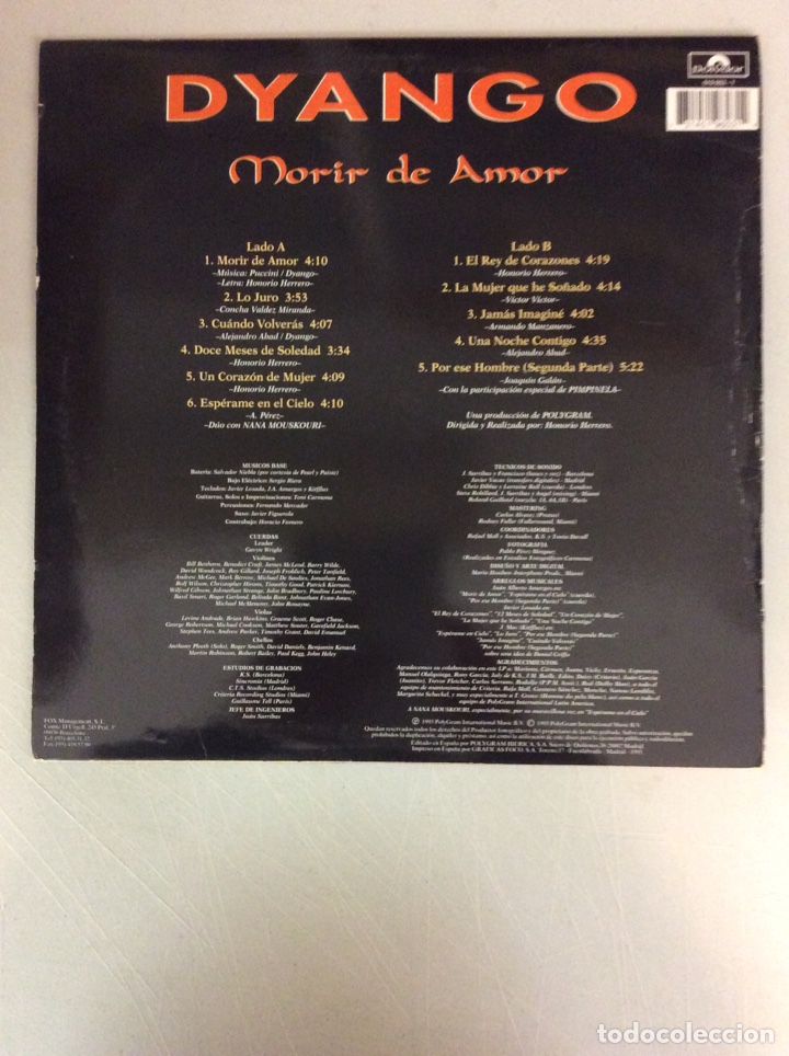 Discos de vinilo: Dyango. Morir de amor - Foto 2