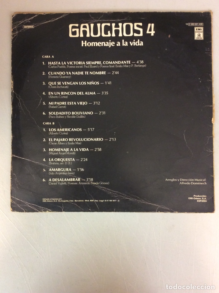 Discos de vinilo: Cauchos 4. Homenaje a la vida. - Foto 2