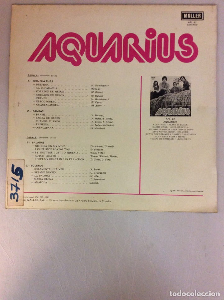 Discos de vinilo: Aquarius. Cha cha chas, sambas, boleros, baladas - Foto 2