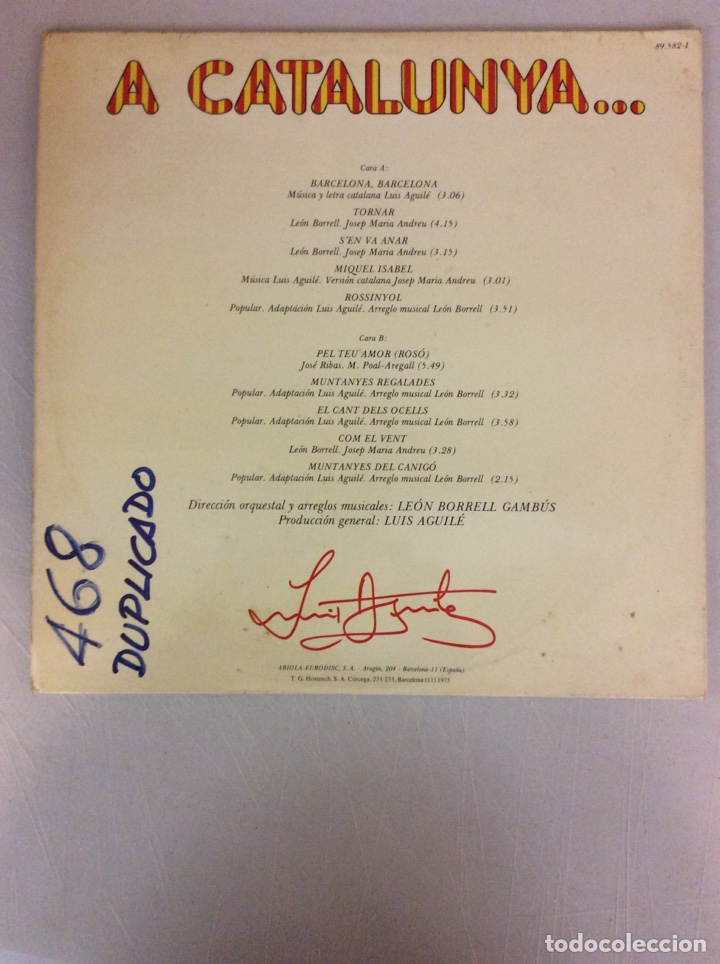 Discos de vinilo: Luis Aguile. A catalunya... - Foto 2
